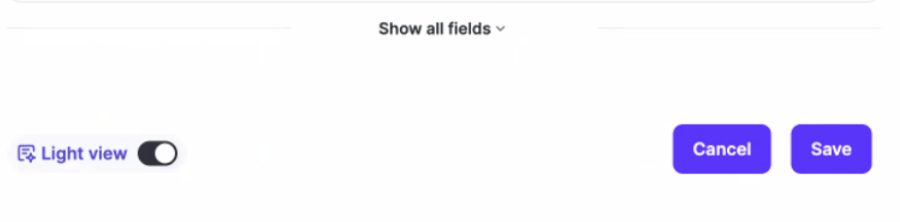 Show all fields option with Save button in Sendspark