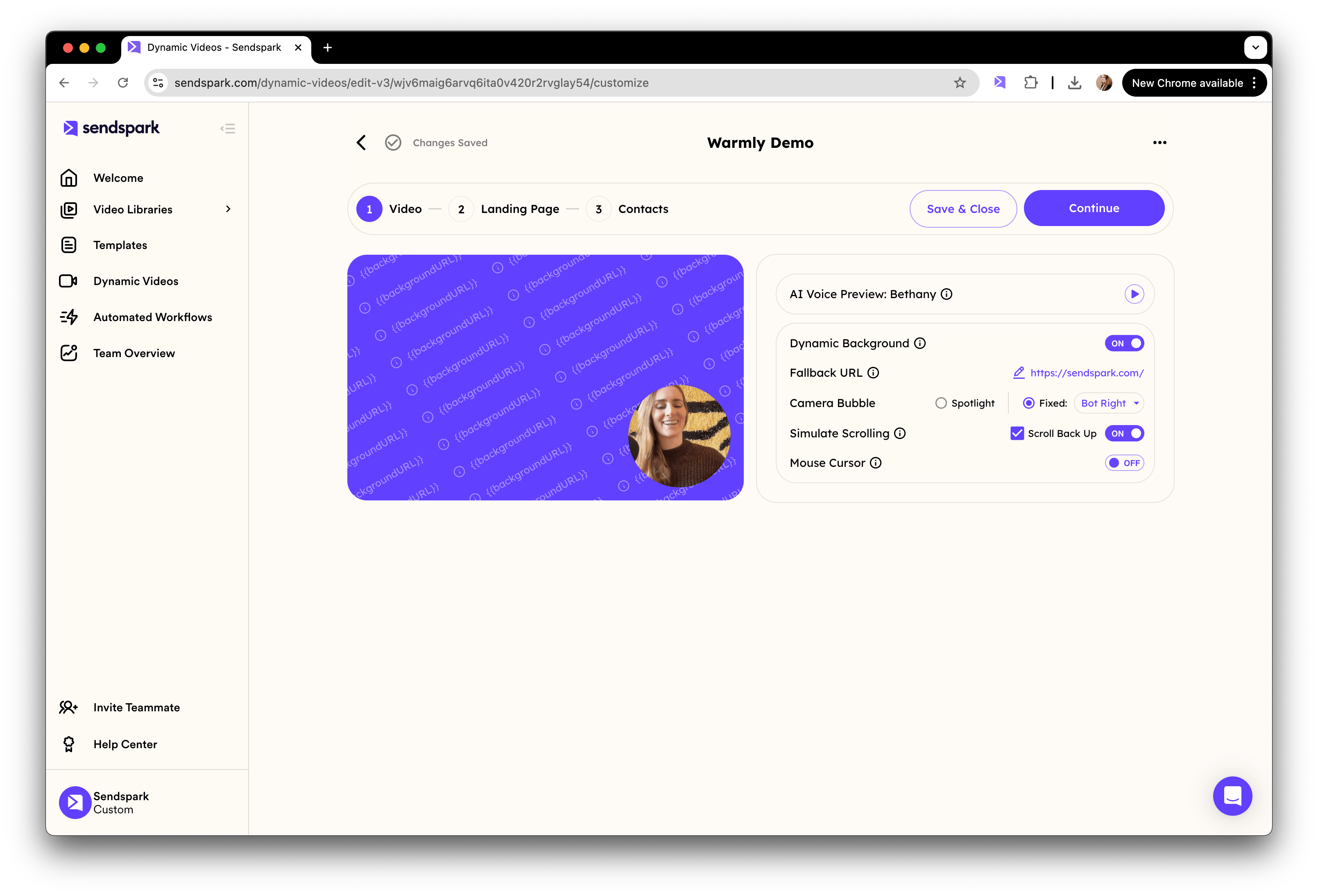 Sendspark dynamic video campaign with placeholder fields for personalization
