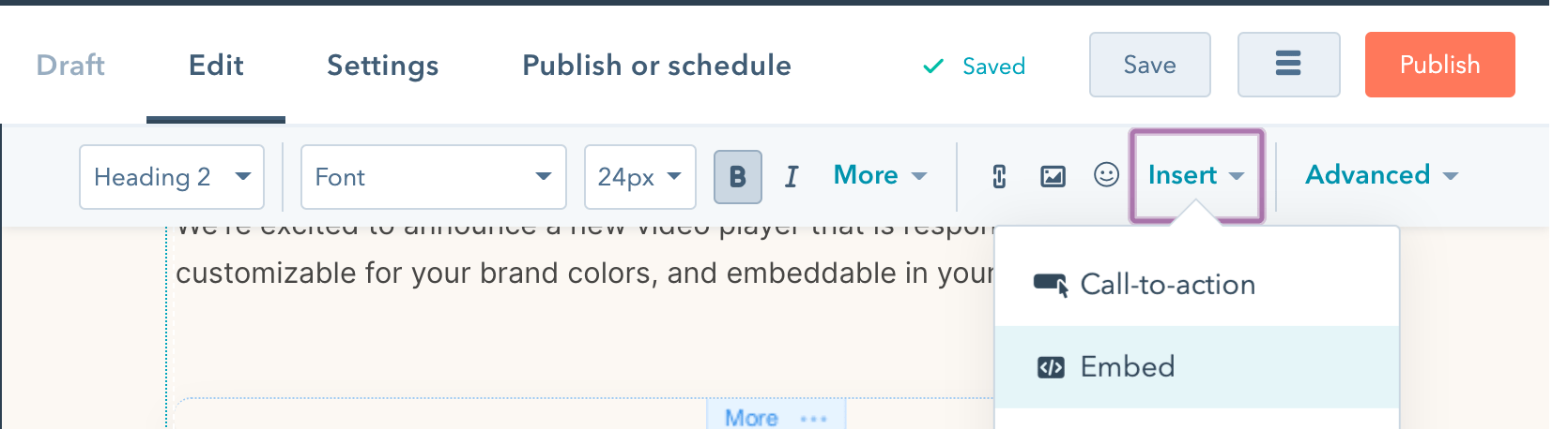 Hubspot Embed option