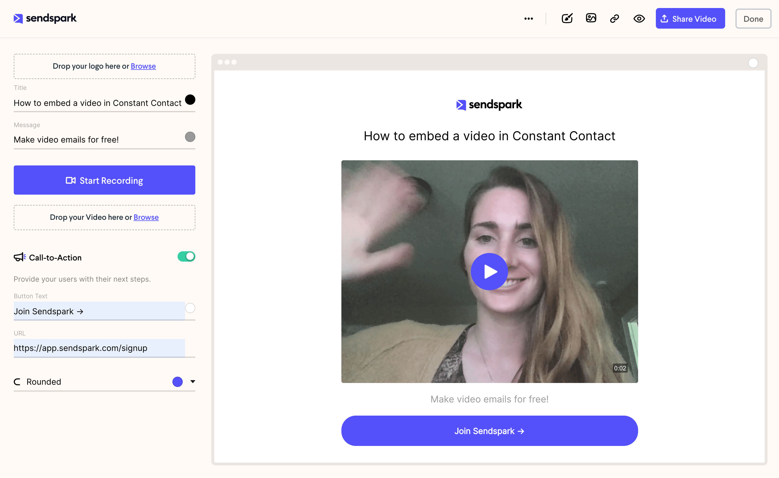 Create a new video email