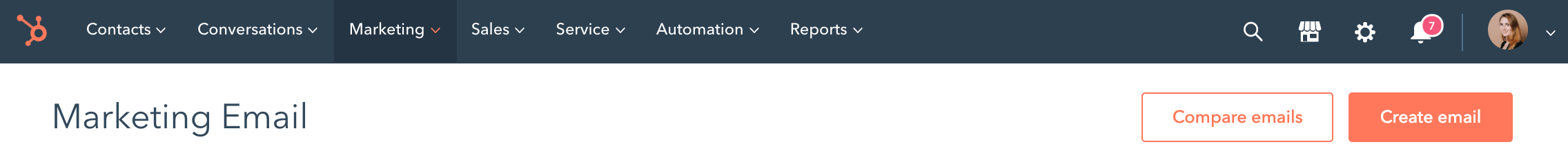 Hubspot email editor interface with compose area and formatting options