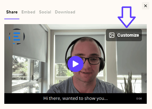Share modal with Customization option