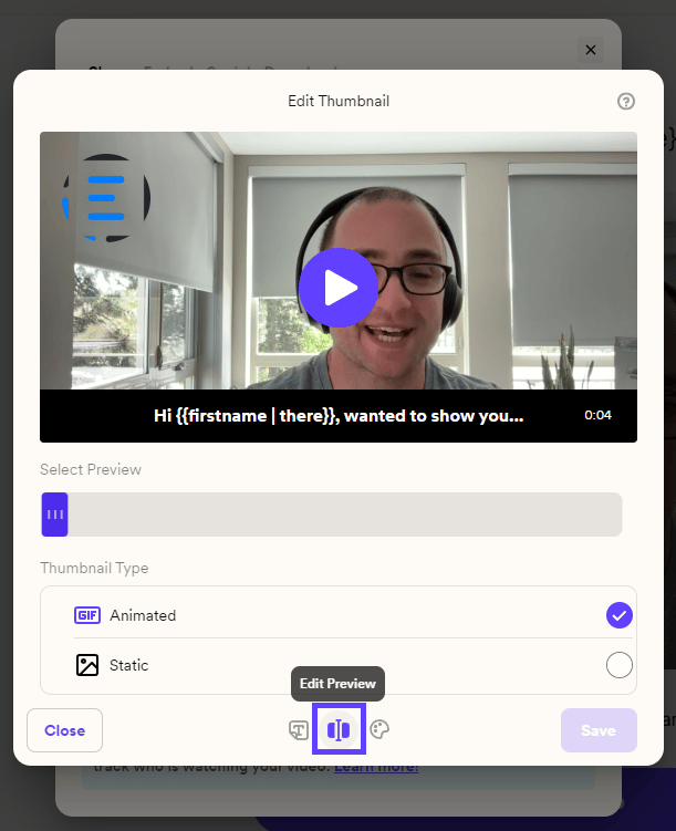 Edit Thumbnail modal with Edit Preview option