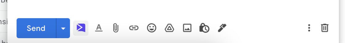 Gmail compose window with Sendspark logo icon in the toolbar options