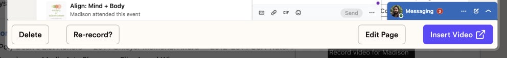 Video preview modal with Edit Page button for customizing video landing page