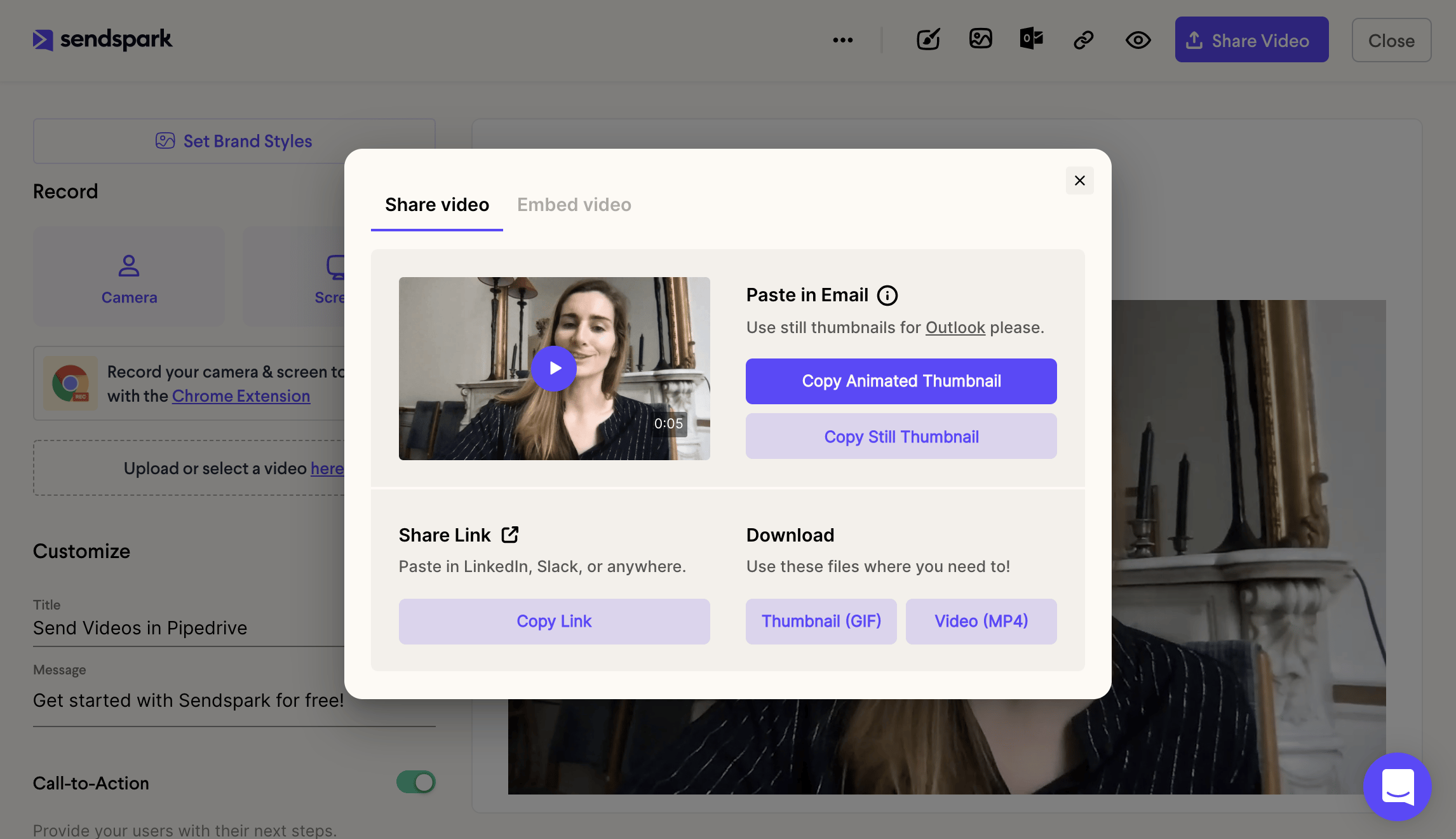 Copy an image preview to share in email