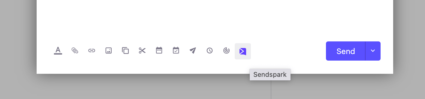 Outreach email toolbar with Sendspark icon visible among other formatting tools