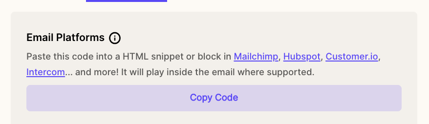 Copy Video Embed Code for ActiveCampaign