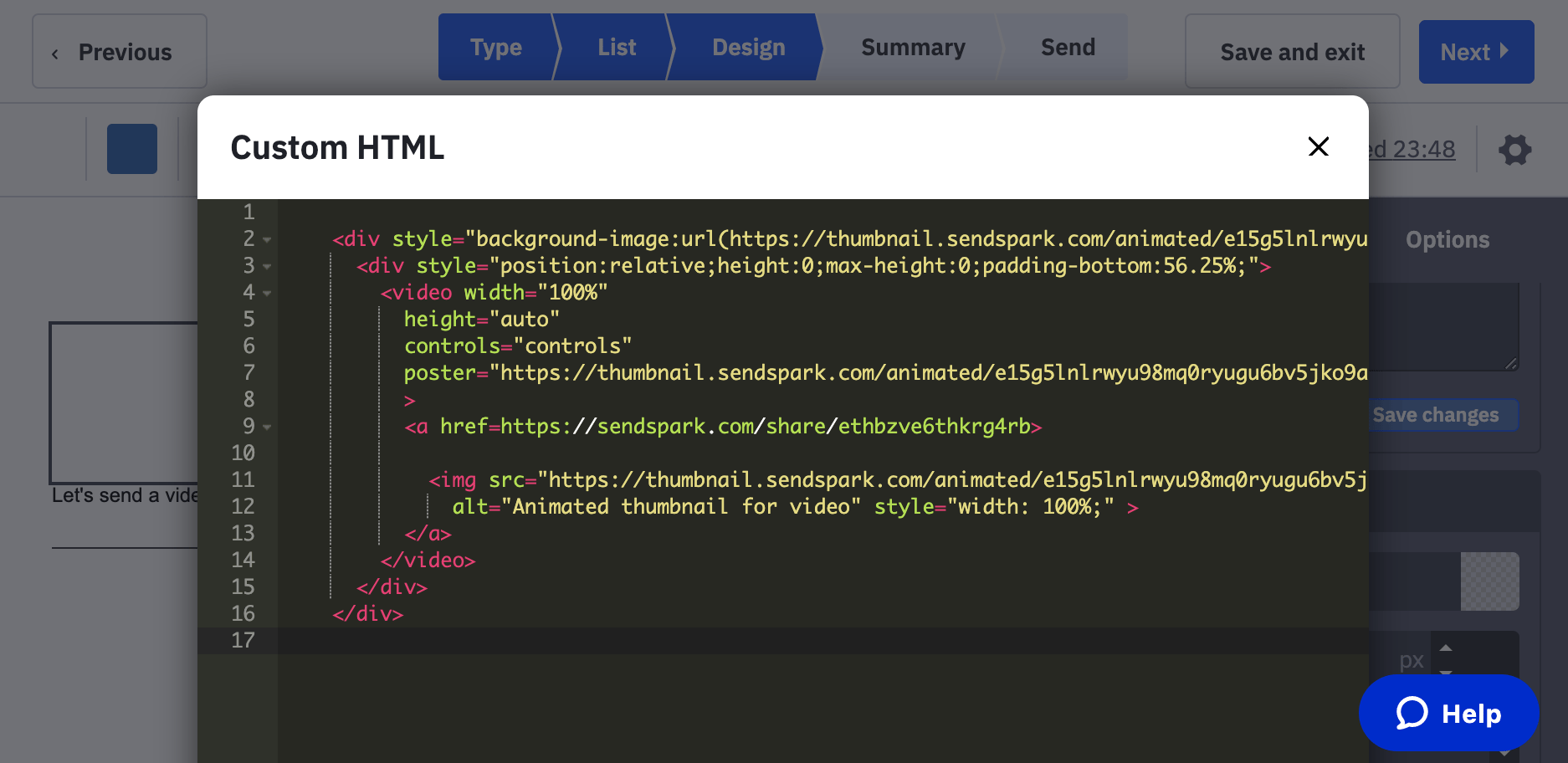 Paste Video Embed Code into Active Campaign