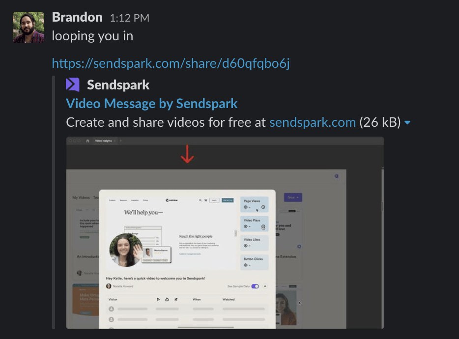 Paste Video Message in Slack