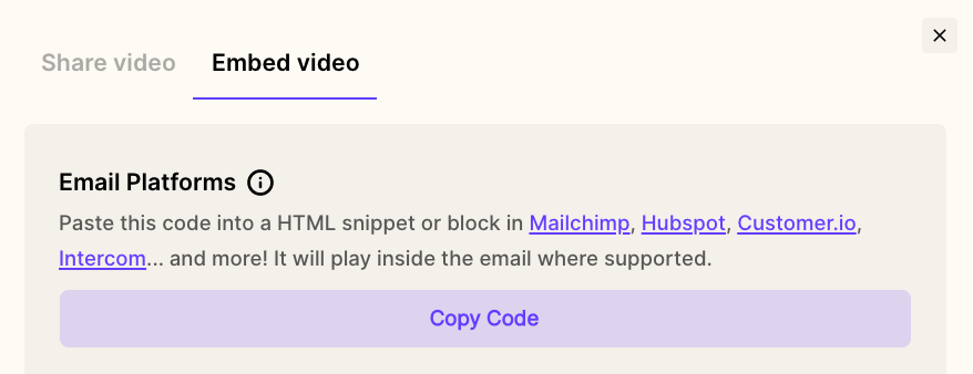 Copy Email Embed Code for MailerLite