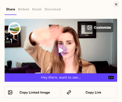 Share modal preview