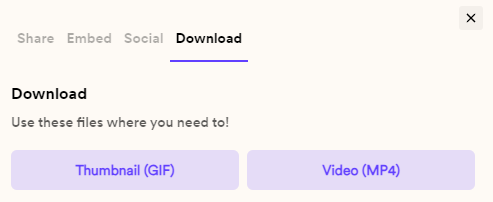 Download tab in Share modal