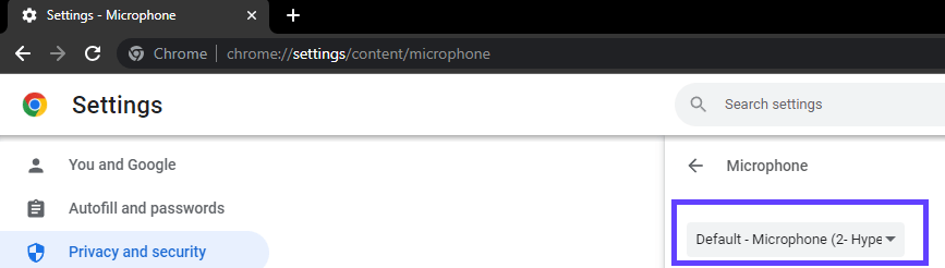 Chrome settings