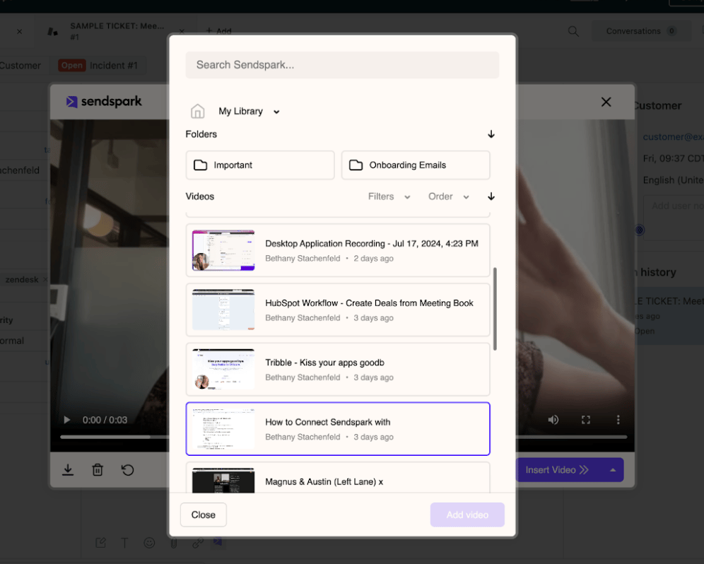 Video plus button for stitching multiple videos together