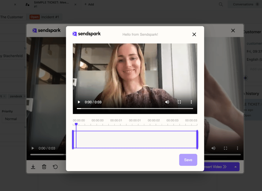 Scissors button for trimming and editing video length