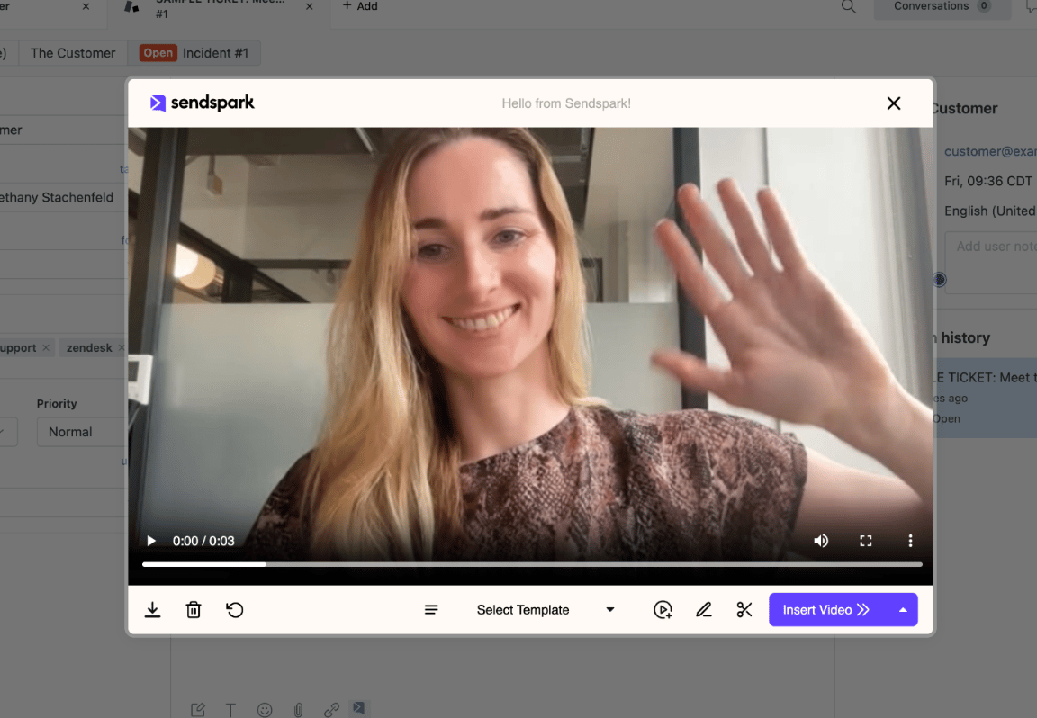 Video preview window showing recorded video with playback controls