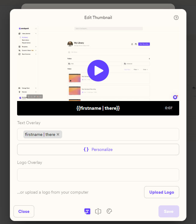 Thumbnail modal