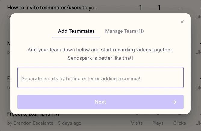 Add Team Members to Your Sendspark Workspace