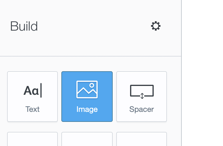 Campaign Monitor email editor with image block insertion option