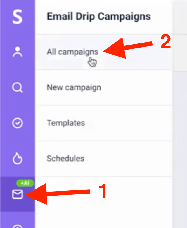 Left sidebar navigation menu with All Campaigns option highlighted