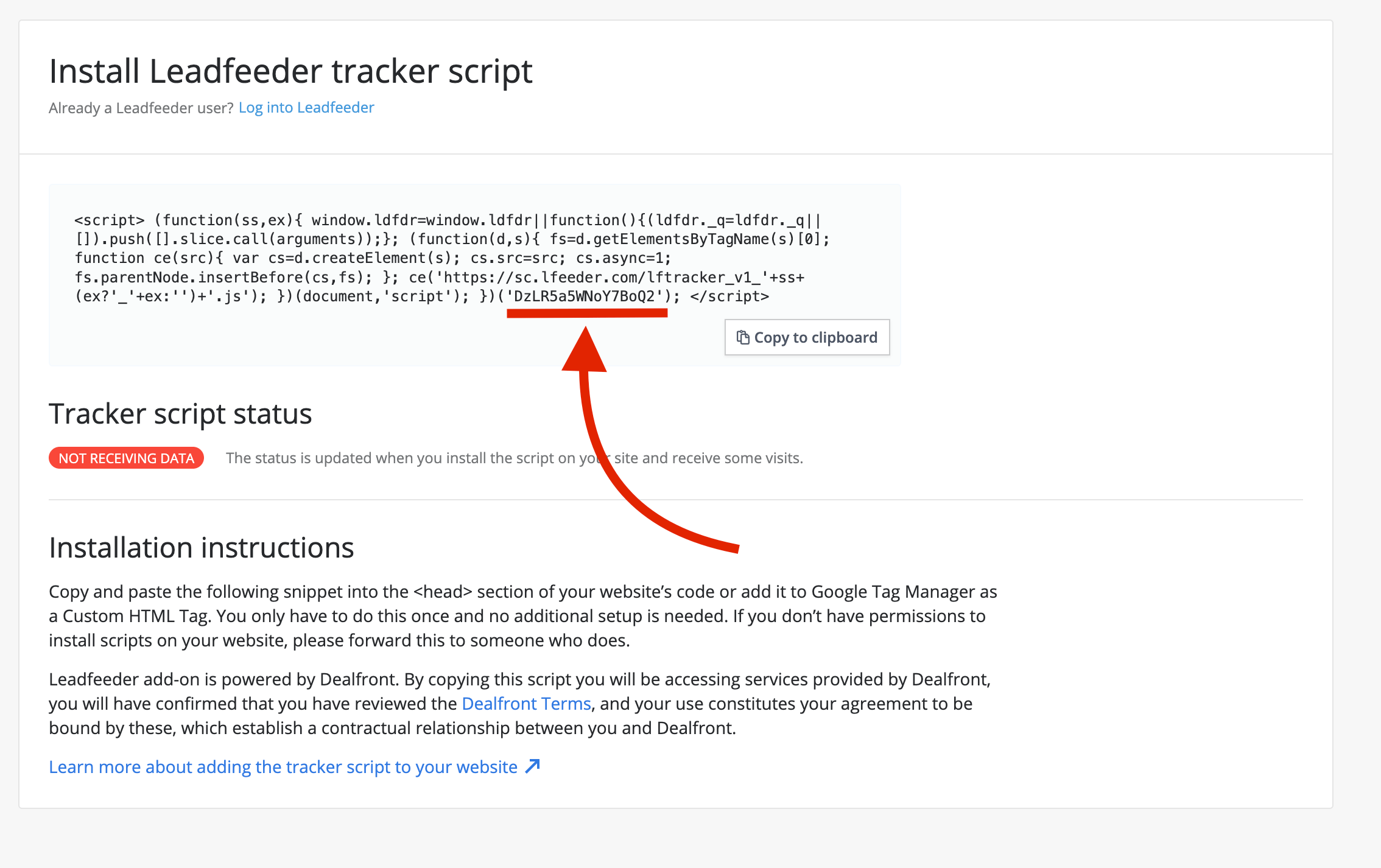 Tracker ID page