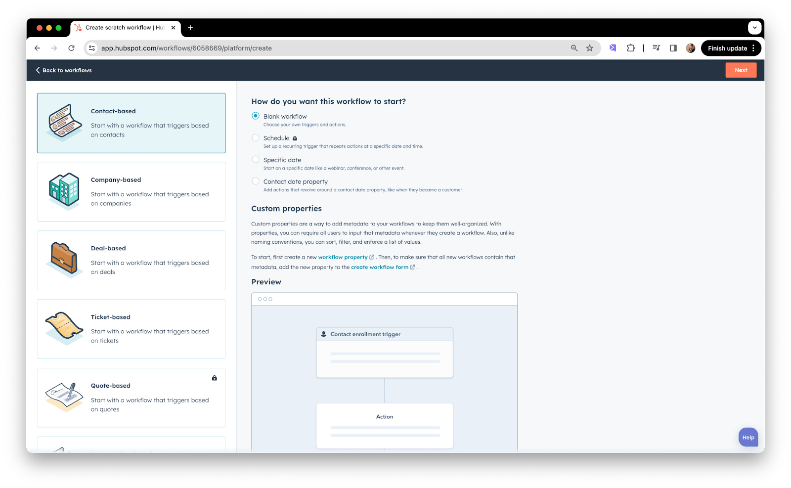 HubSpot workflow canvas showing Sendspark Dynamic Video Generated trigger and email action