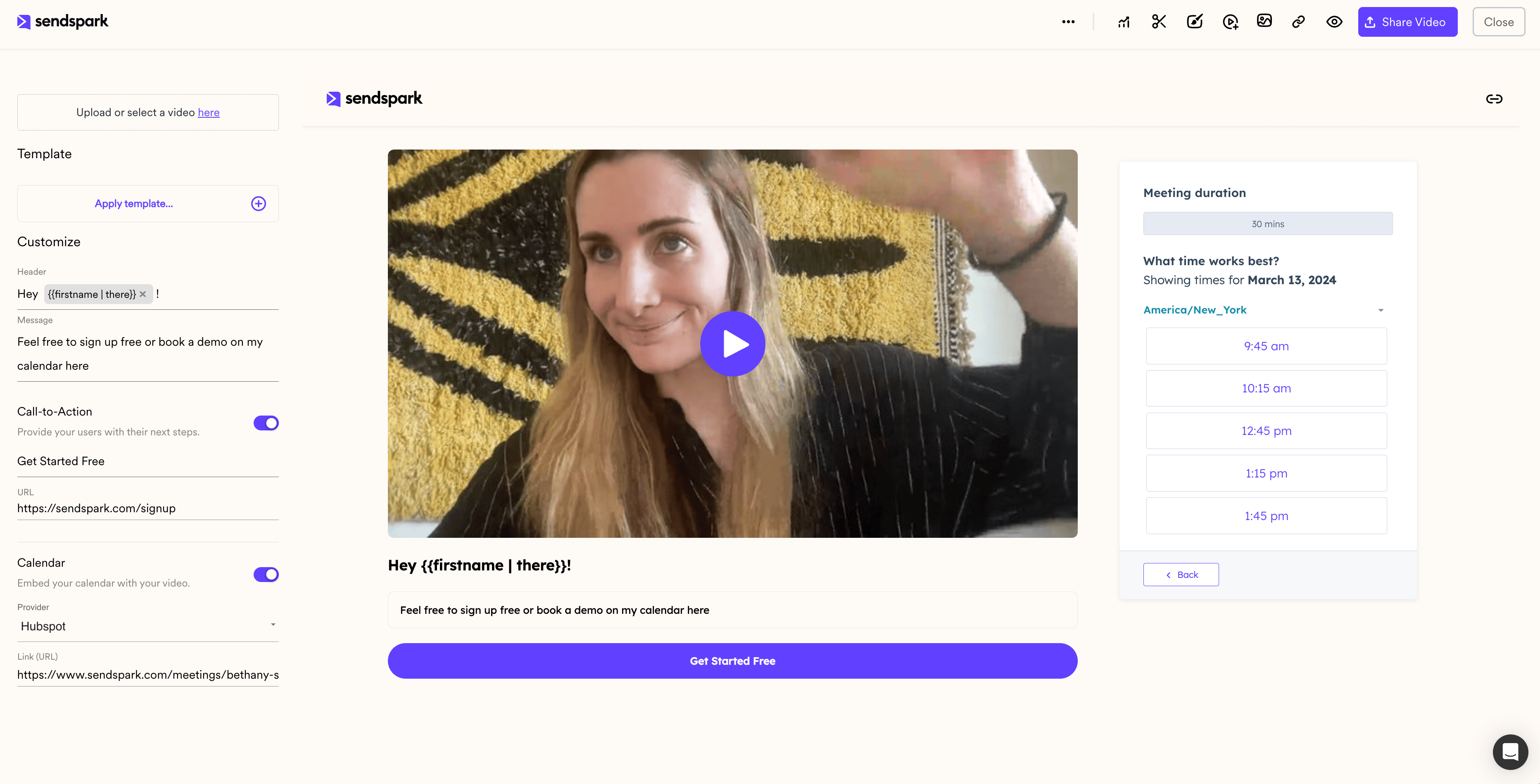 Preview HubSpot Meeting Link with Video