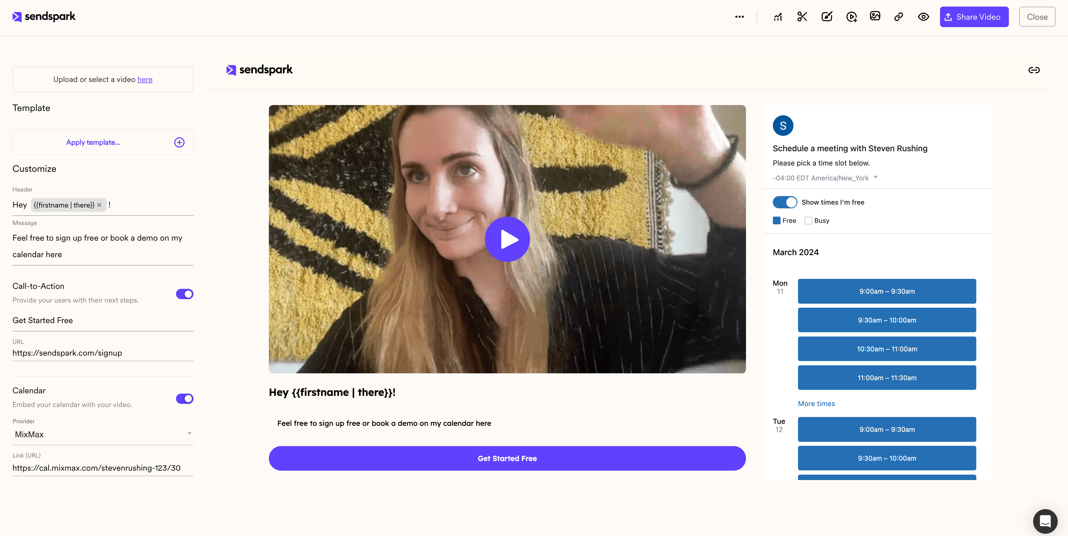 Preview Mixmax Calendar with Video