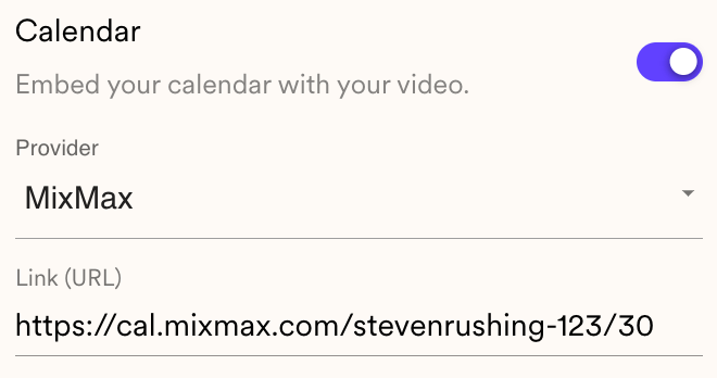 Select Mixmax calendar option