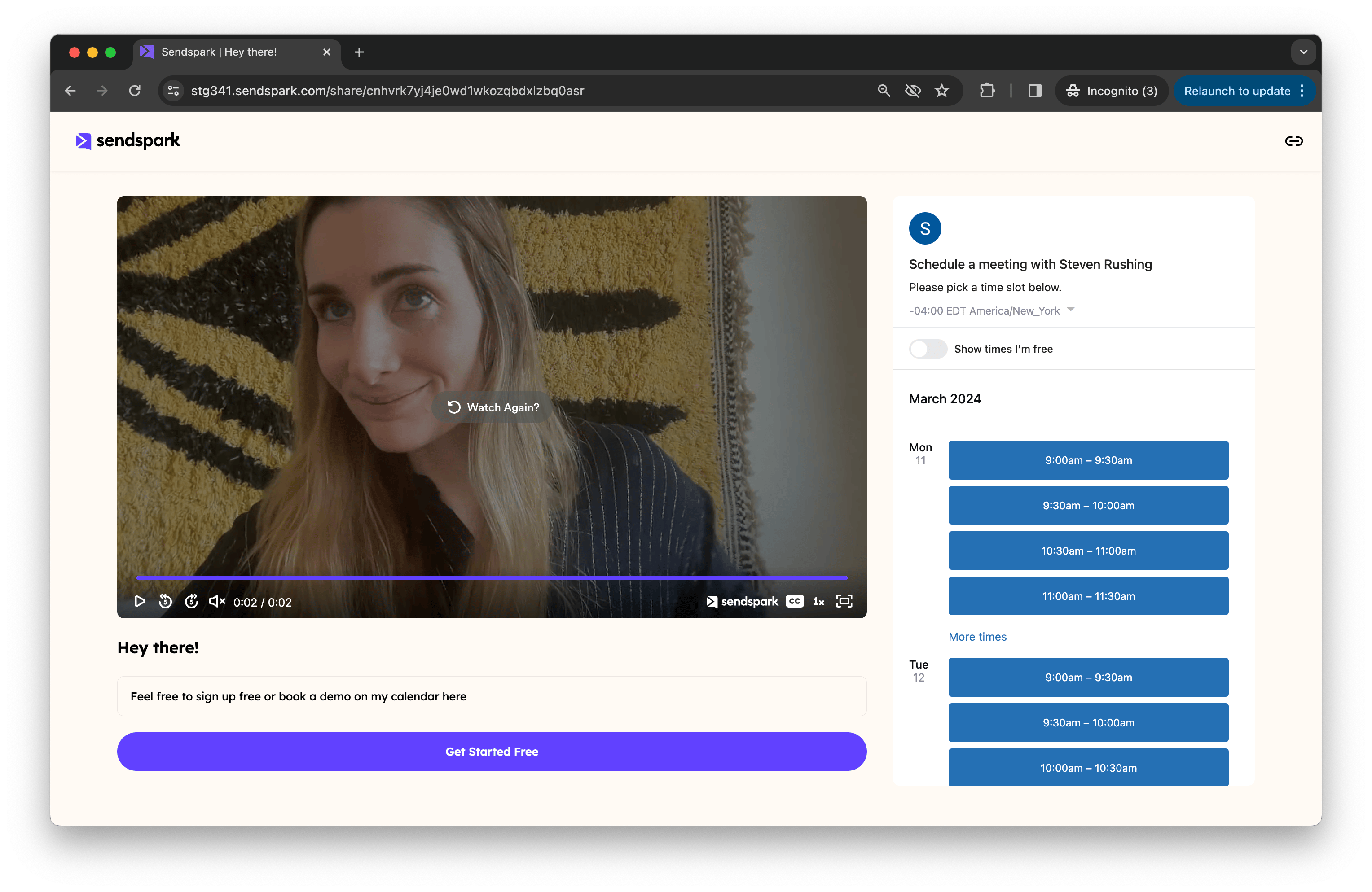 Embed Mixmax calendar next to videos