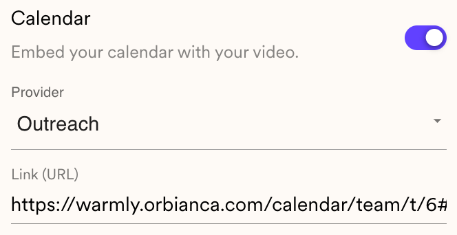 Select Outreach Calendar Option
