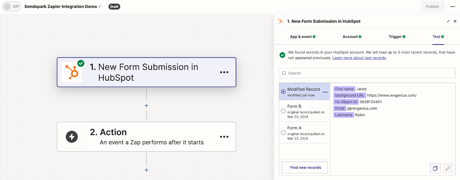 Test that trigger is working in Zapier