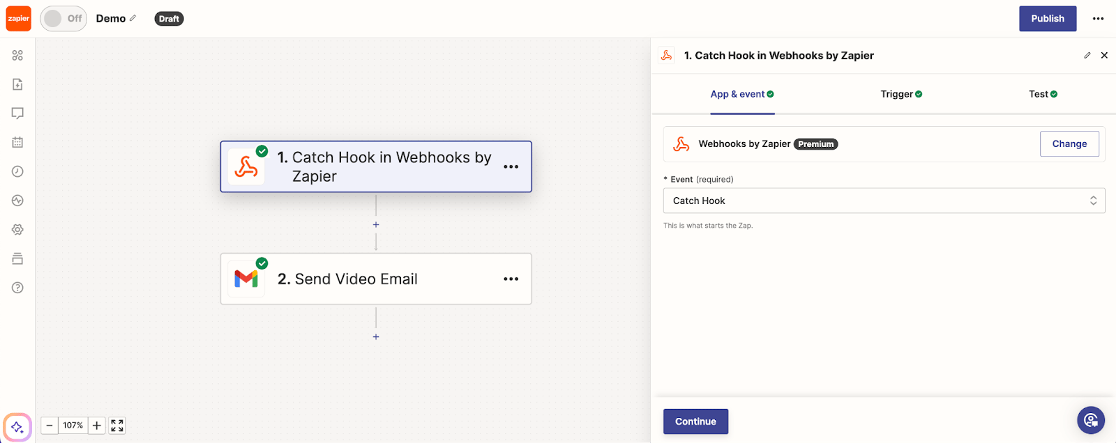 Create Zap in Zapier