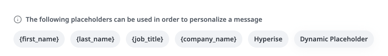 Expandi message composition panel with Dynamic Placeholder selection dropdown menu