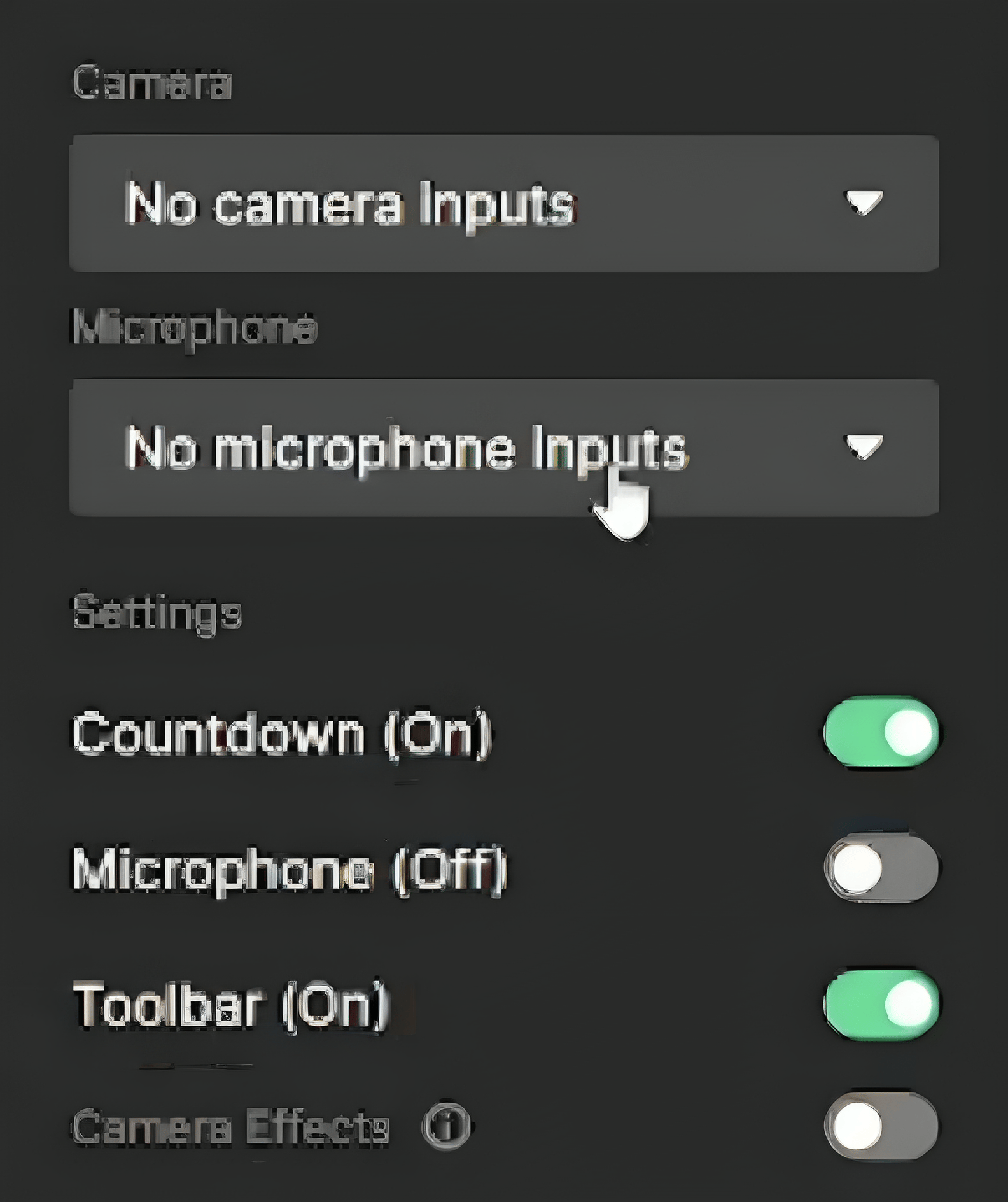 No inputs