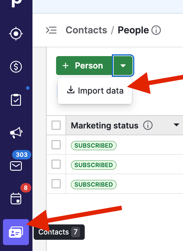Import modal
