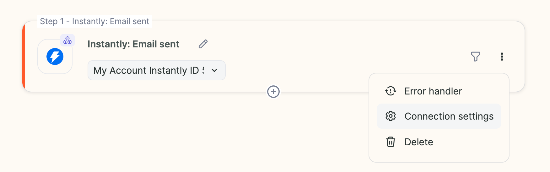 Sendspark Instantly Connection Settings panel displaying the webhook URL