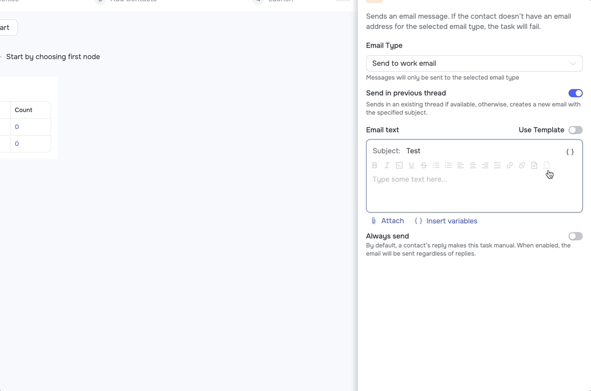 Grinfi email editor in HTML mode with video snippet code pasted