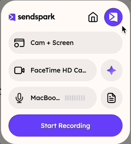 Chrome Extensions menu with Sendspark extension and Reload button visible