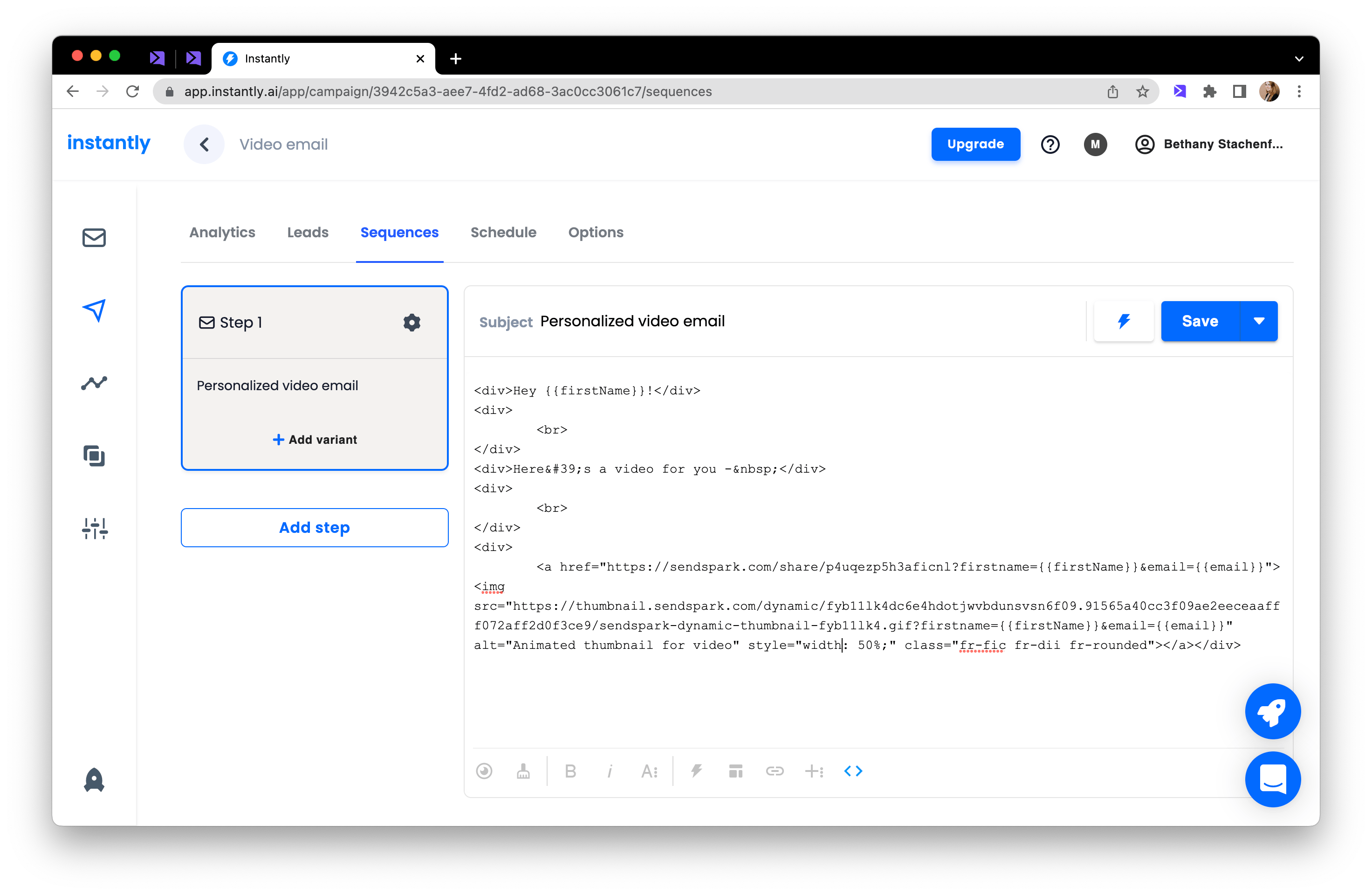 Paste video in Instantly