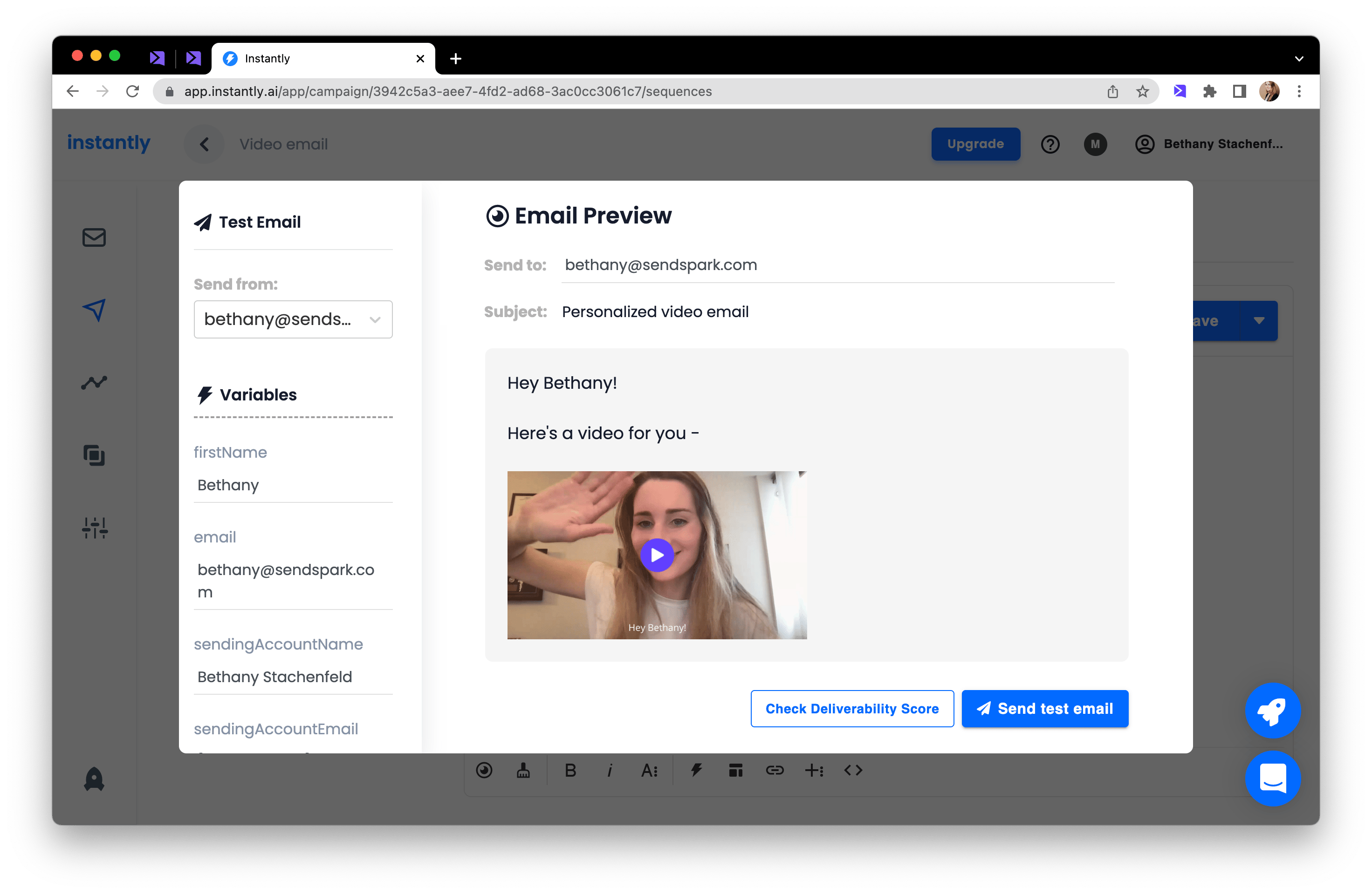 Send video in Instantly