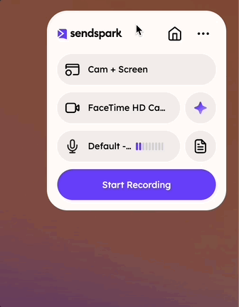 Sendspark extension settings panel with toolbar toggle switched to off position