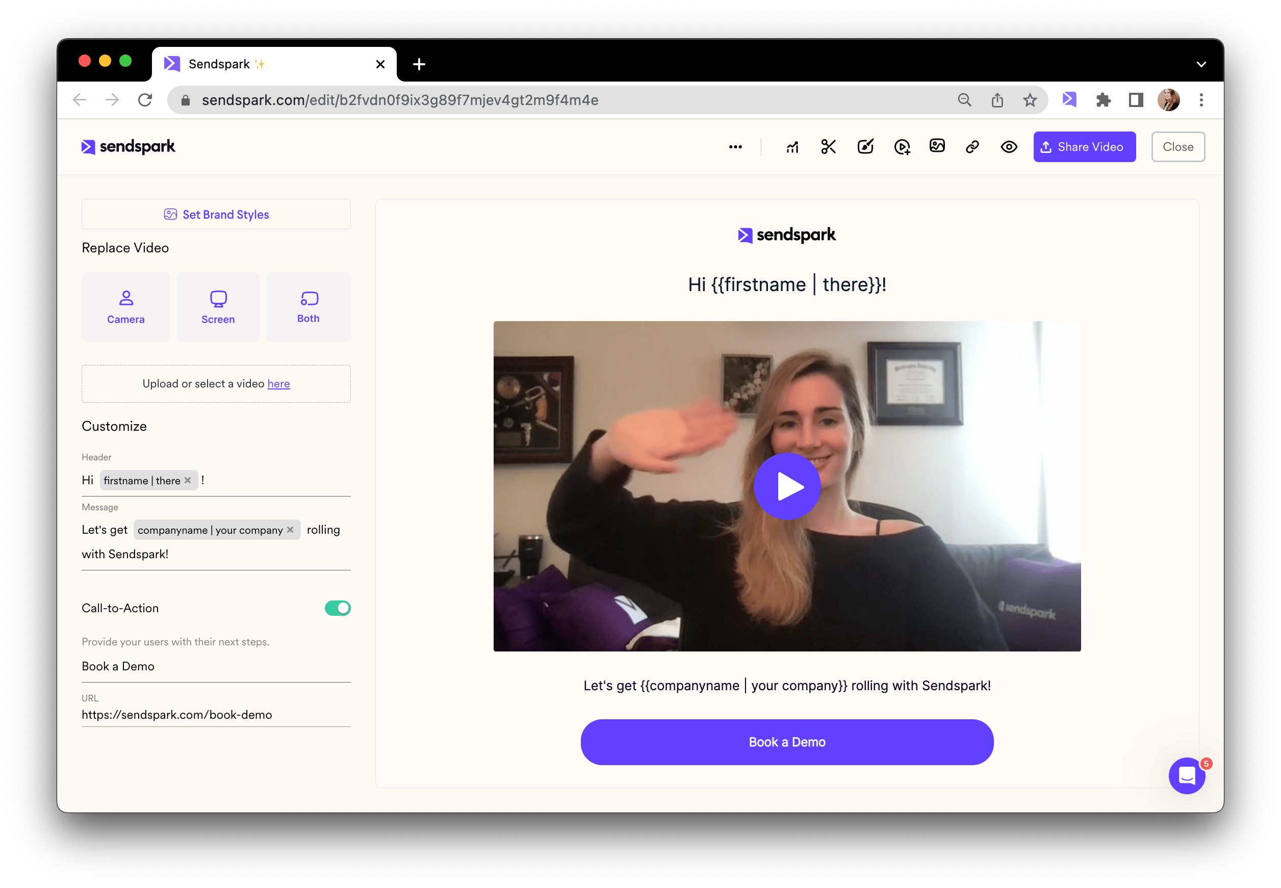 Add dynamic variables to video landing page