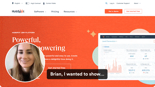 Example of a video with personalized background showing viewers website behind speaker