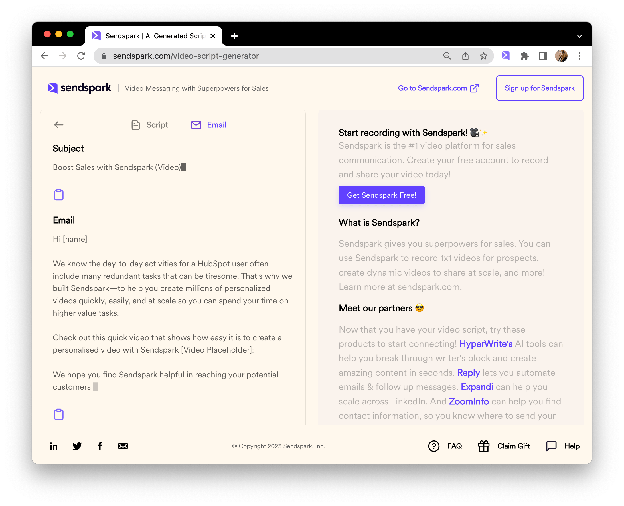 Video Script Email Content