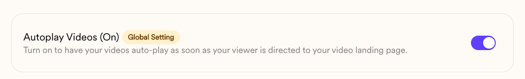 Sendspark autoplay video toggle