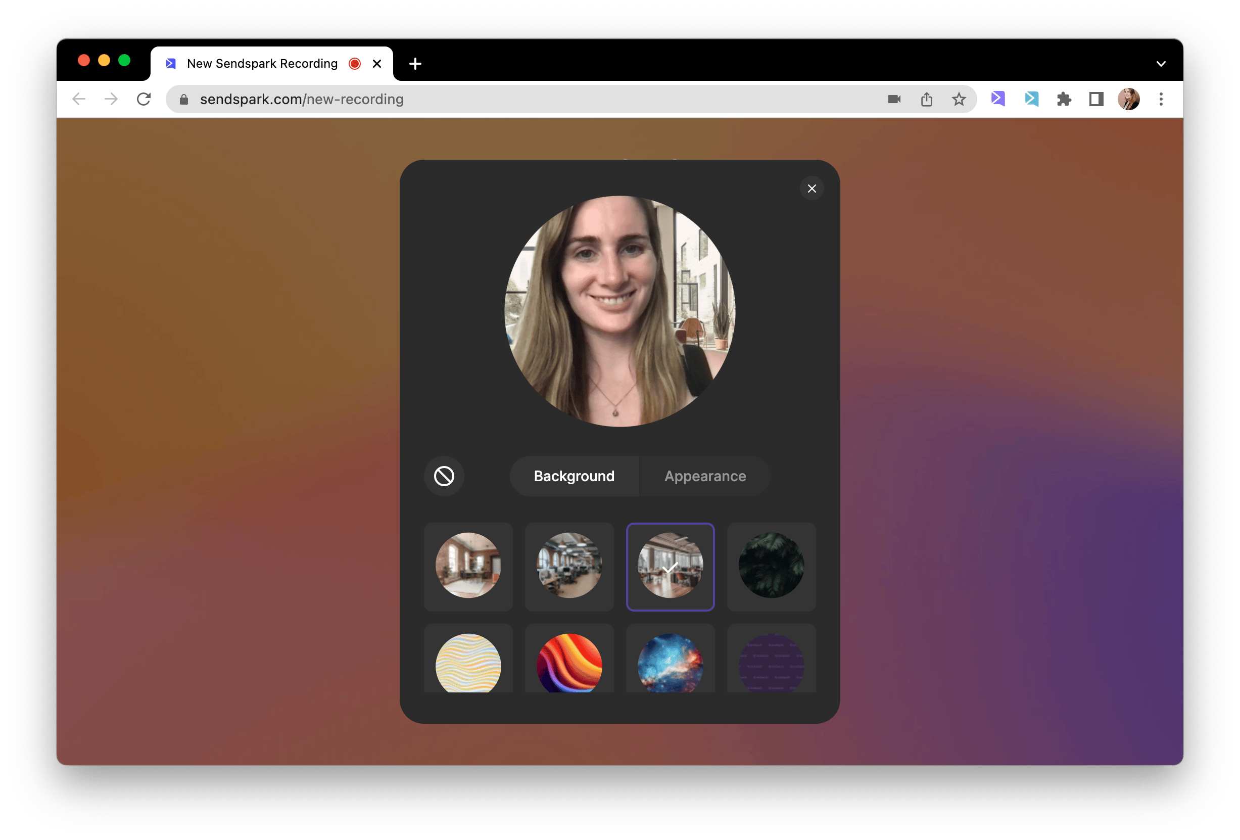 Select a virtual background