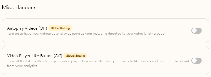 Global settings section