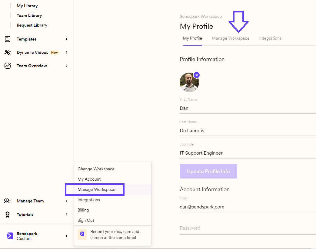 Manage Workspace